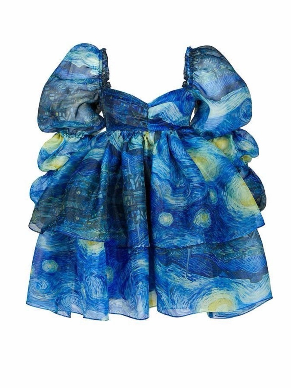 Selkie Starry Night Moonlight Puff Dress Van Gogh Print Medium EUC - Picture 11 of 13